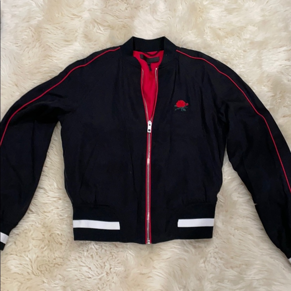 Rag & bone black bomber with red size xs